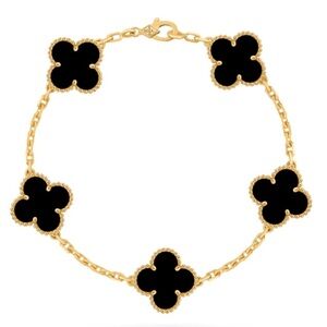 VINTAGE STYLE ALHAMBRA BLACK FOUR LEAF CLOVER BRACELET RESTOCKED!